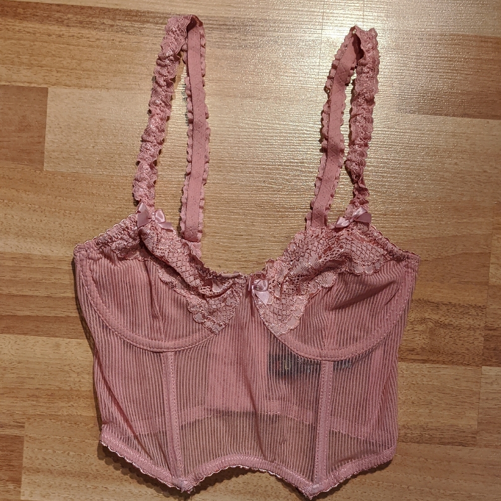 dELiA*s Pink Mesh Bra with Lace Details